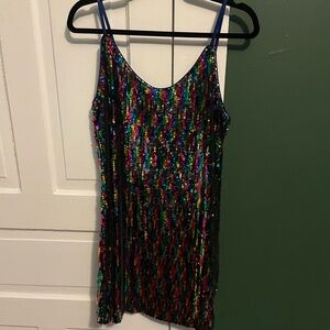 Sequin rainbow mini dress